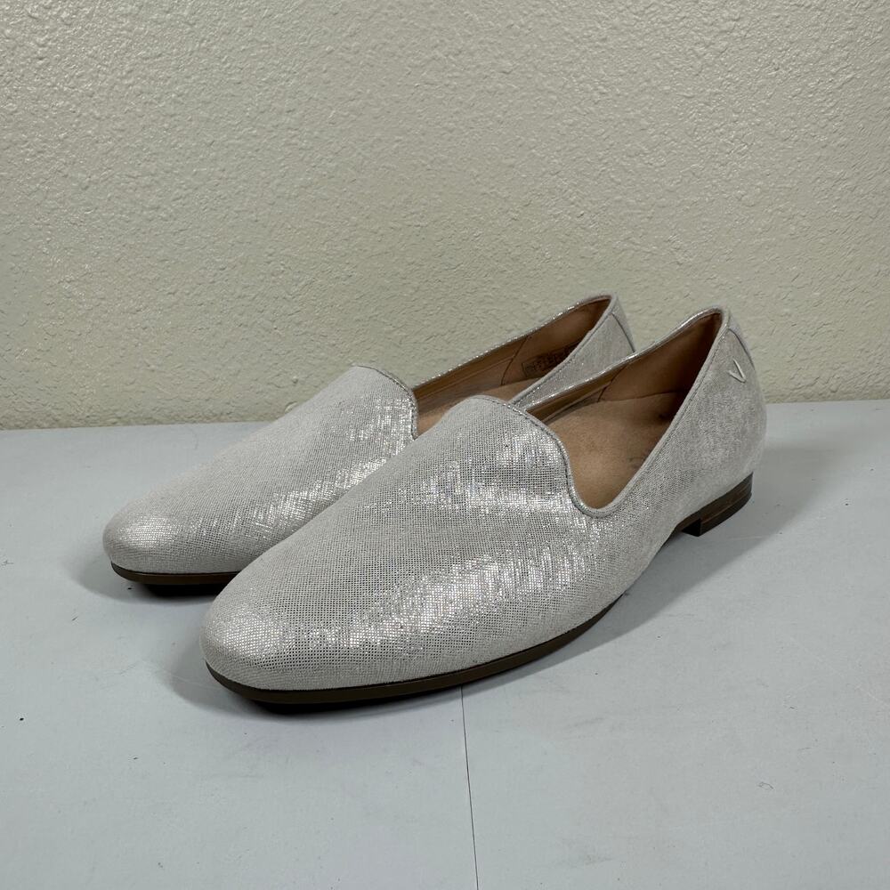 Metallic Ivory Slip-On Loafers for Women